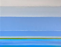 Of the Same Stripe (Abstract, Geometric, Pattern, Waterscape, Skyscape, Blue, Gray, Green)