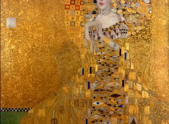 Gustav Klimt, Portrait of Adele Bloch-Bauer I, 1907. Oil, silver, and gold on canvas, 138 cm x 138 cm (54 in x 54 in), Neue Galerie, New York City, New York.