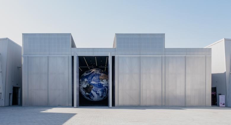 Inside Concrete at Alserkal Avenue, a glowing 7-metre globe of Earth takes centre stage — this is Gaia by UK artist Luke Jerram. Created from detailed NASA imagery and illuminated from within, the installation formed a highlight of Quoz Arts Festival, inviting visitors to reflect on our planet’s beauty, fragility, and shared future.
