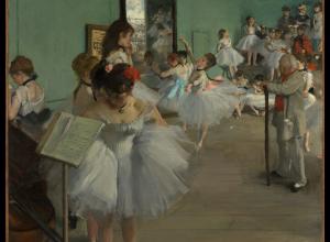 Edgar Degas, The Dance Class, 1874. Oil on canvas. 32 7/8 x 30 3/8 in. (83.5 x 77.2 cm). The Metropolitan Museum of Art.