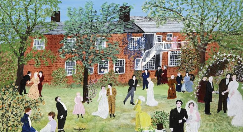 Grandma Moses, A Country Wedding, 1951, oil on pressed wood, Bennington Museum, Museum purchase, 1998.79