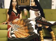 Fashion designed by Jamie Okuma. promotional shoot with traditionally-inspired looks styled in a modern take on 70s. 