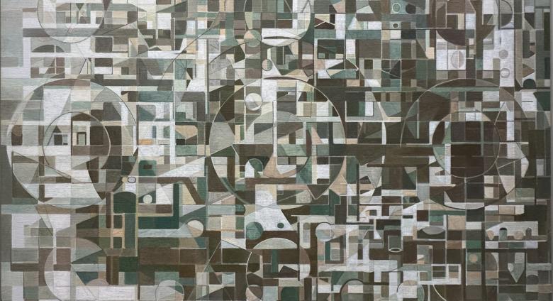 Maurice Golubov  (1905-1987)  Flight #3  oil on canvas, 1978  34 x 44 inches