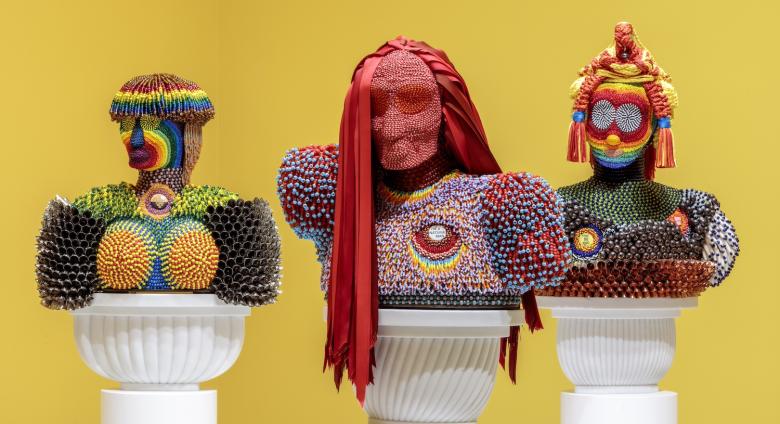 Installation view of Jeffrey Gibson: the space in which to place me at The Broad, Los Angeles, May 10 to September 28, 2025. Photo by Joshua White/JWPictures.com, courtesy of TheBroad.